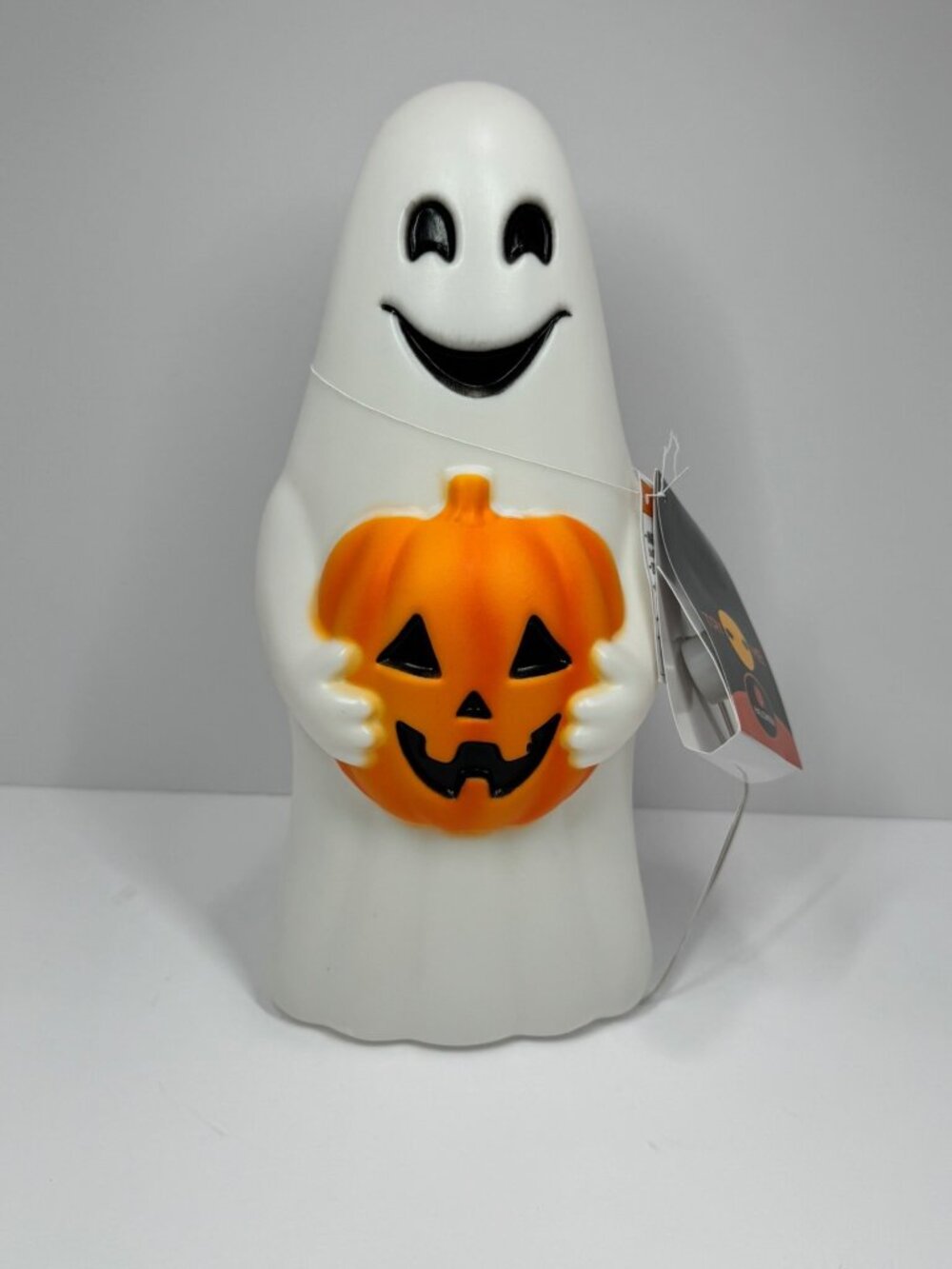 Halloween Light-Up Ghost Holding Pumpkin Decoration